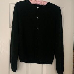 Manrico Women's Crewneck Button Cardigan Sweater Dark Forest Green EUC Sz 38 S